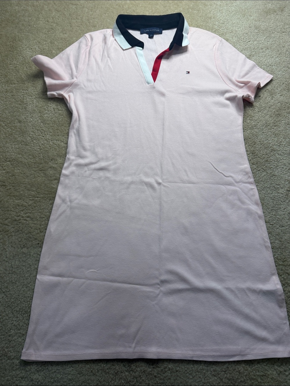 Tommy Hilfiger Light Pink Polo Dress with Navy & White Collar